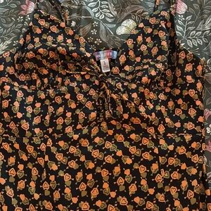 Urban outfitters orange & green heart heart midi dress